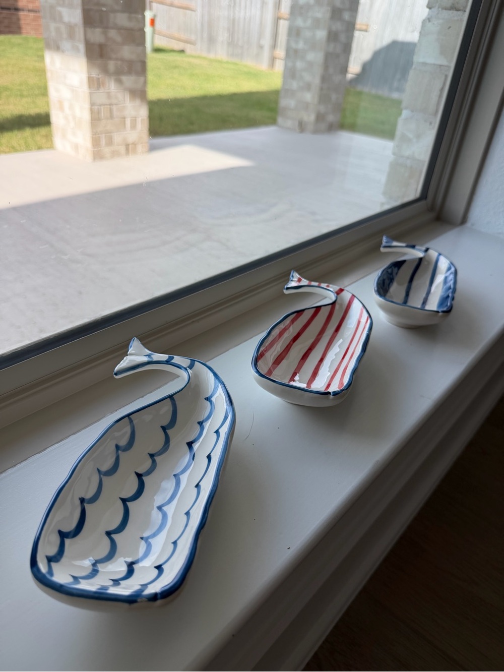 Hand-Painted Ceramic Whale Dishes/bowls  - Blue, Red, Navy - Mudpie